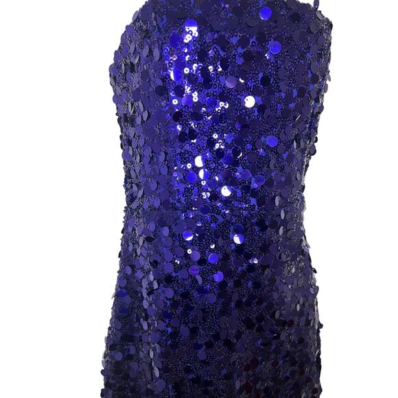 Lulu’s Glittery Persona Dark Blue Sequins Strapless Mini Dress SZ Med HOCO party - Picture 5 of 12
